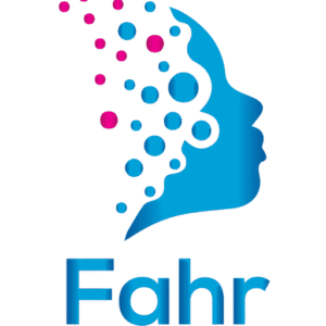 Logo of Fahr Beyond, outline of blue face